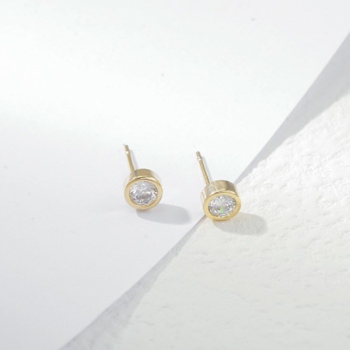 Sterling Silver Needle Fashion Three-Piece Set Combination Stud Earrings Female One Card Three Pairs Zircon Leaf Earrings