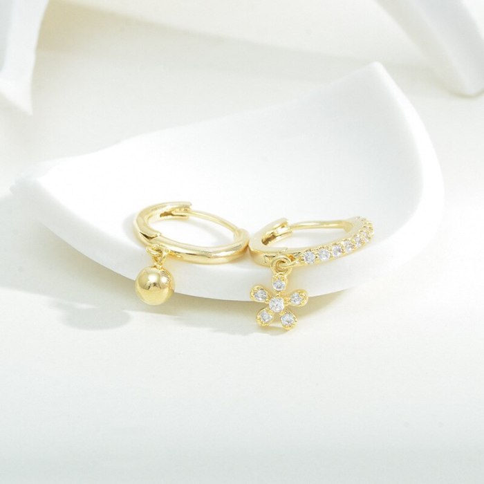 New Style Earrings Set Light Luxury Temperament Zircon Micro-Inlaid Ear Ring Ear Clip Dinosaur Petal Five-Pointed Star Ear Clip