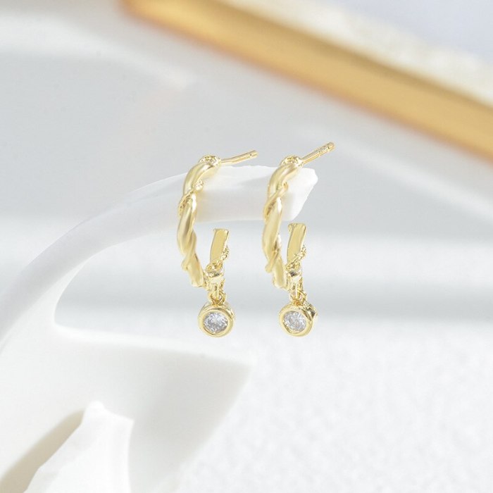 Copper Plated Real Gold One Card Three Pairs Set Stud Earrings Female Sterling Silver Needle Pearl Earrings Wholesale