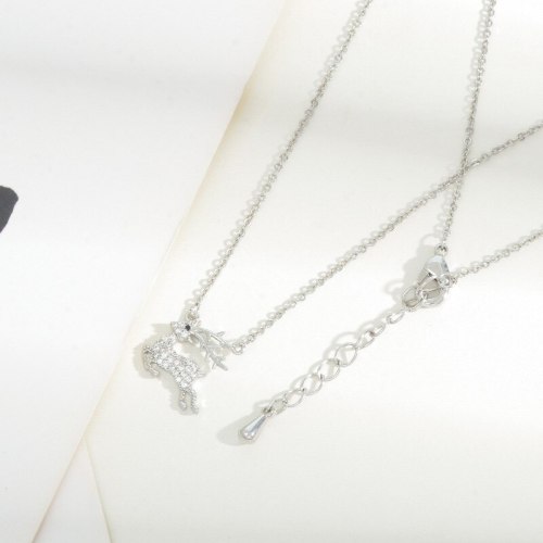 INS Cute Deer Necklace Women's 14K Gold Plated Zircon Online Influencer Clavicle Chain Ornament