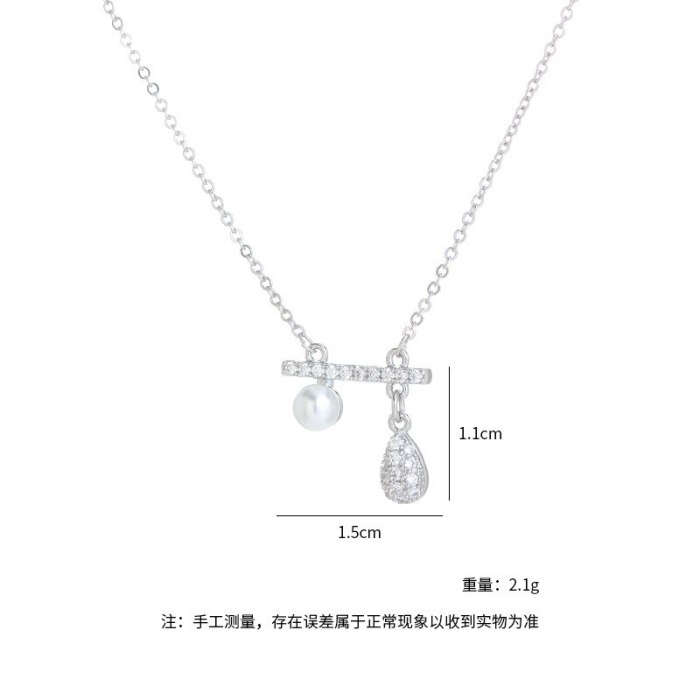 Fashionable Micro Inlaid Zircon Full Diamond Pearl Necklace Women's High-Grade Exquisite Light Luxury Clavicle Chain