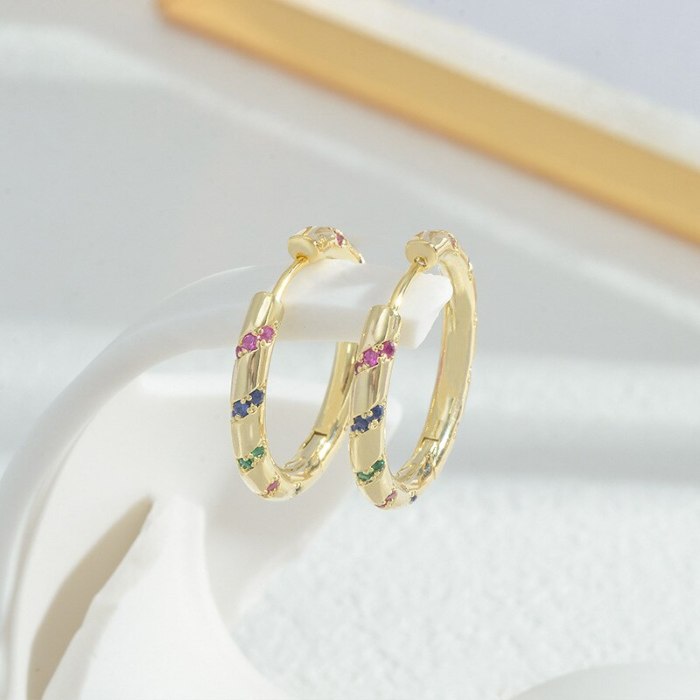 Fashionable High-Grade Micro Inlaid Zircon Eight Awn Star Earrings Women's Exquisite Light Luxury Ear Clip