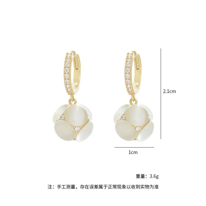 French Style Temperament Opal Ball Pendant Earrings Female Minority Simple Indifference Trend Earrings