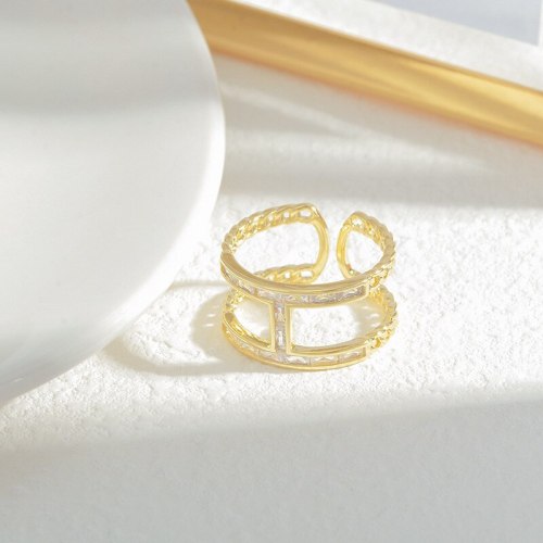 Exquisite Index Finger Ring Micro Inlaid Zircon Simple Bracelet Special Interest Light Luxury Adjustable Ring Irregular Ring
