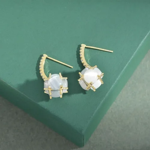 Sterling Silver Needle French Style Temperament Opal Ball Pendant Earrings Female Minority Simple Indifference Trend Earrings