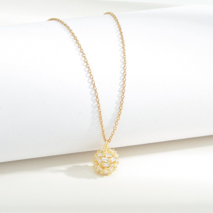 New Micro Inlaid Zircon Ball Necklace Female Special-Interest Design High Sense Clavicle Chain Jewelry