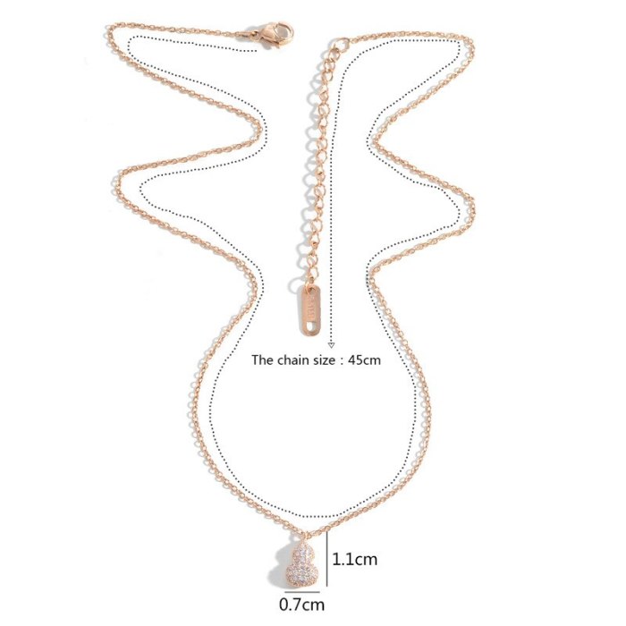 New Gourd Necklace Female Ethnic Style Fashion Retro Korean Type Micro Inlaid Zircon Necklace Clavicle Chain Jewelry