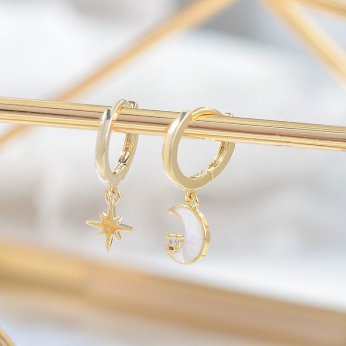 New Gold Plated Ear Clip Women's One Card Three Pairs Set Earrings Personalized Fashion Letter Earrings