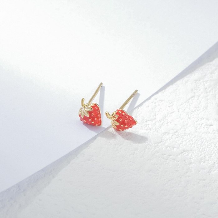Sterling Silver Needle Fashion Girl Three Piece Set Combination Ear Studs One Card Three Pairs Cherry Simple Ear Jewelry