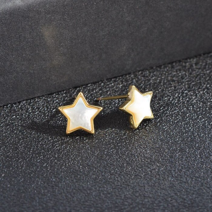 Sterling Silver Needle Fashion Girl Three Piece Set Combination Ear Studs One Card Three Pairs Five-Pointed Star Ear Studs