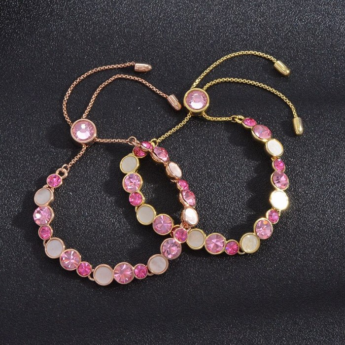 Korean Style Fashion Micro Inlay Shell Pink Zircon Pull Bracelet Women's High-Grade Exquisite Light Luxury Bracelet