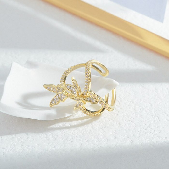 Fashion Three Butterfly Ring Three-Dimensional Female Opening Adjustable Ins Trendy Fashion Personal Influencer Super Fairy