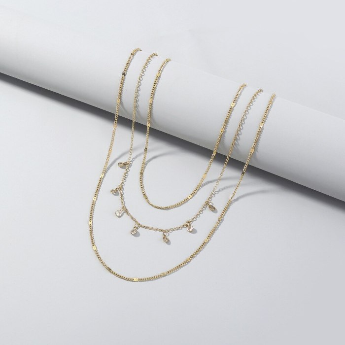FashionCross Border Fashion Minority Design Micro Inlaid Zircon Necklace Retro Multi-Layer Necklace Women's Jewelry