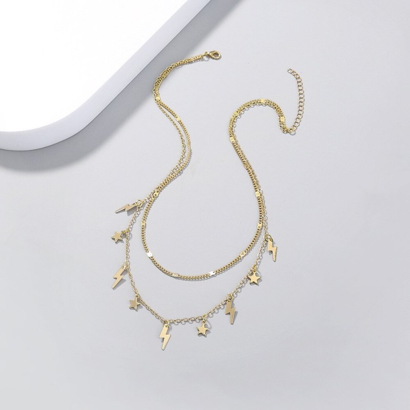 Cross Border Simple Special-Interest Design Star And Moon Pendant Necklace Elegant Multi-Layer Necklace Ornament Ladies