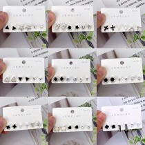 INS Korean Style 925 Silver Stud Earrings Women's Refined And Simple Suit Fashion Inlaid Zirconium Love Geometric Earrings