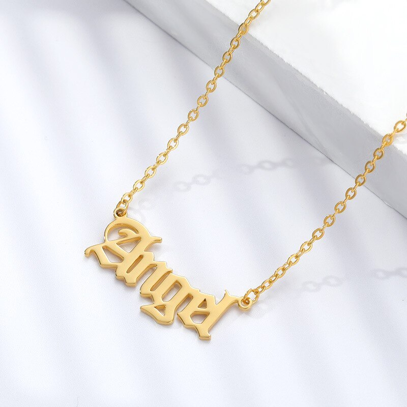 2020 Cross-Border New English Angel English Word Necklace Stainless Steel Necklace Ancient English