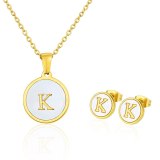 INS FashionCross Border Simple Necklace 26 English Letter Set Shell Gold Titanium Steel Ornament For Women