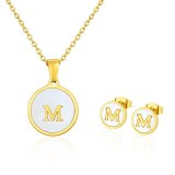 INS FashionCross Border Simple Necklace 26 English Letter Set Shell Gold Titanium Steel Ornament For Women