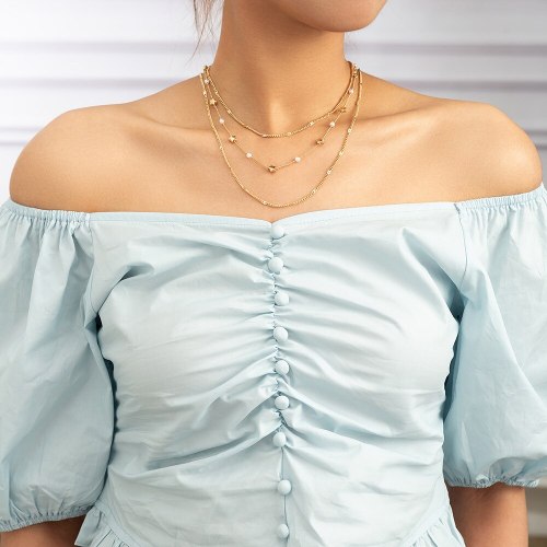 Cross-Border Hot Retro Multi-Layer Necklace For Women Ins Minimalist Star Necklace European Hip Hop Clavicle Chain