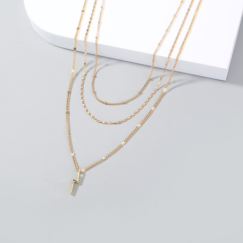fashion Ins Style Retro Clavicle Chain Fashion New Women's Multi-Layer Personalized Lightning Pendant Necklace