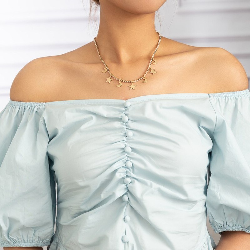 FashionCross Border Hot Sale Special-Interest Design Star And Moon Pendant Necklace Vintage Necklace Ornament Ladies