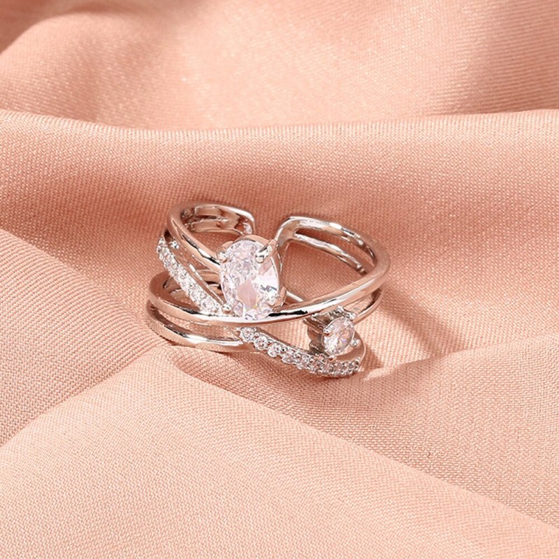 fashion Mosanite Diamond Ring Popular Personalized Ins Style Jewelry Female Niche Design Adjustable Ring Rings