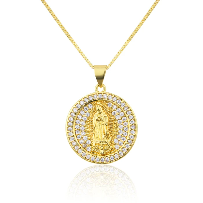 INS Round Diamond Virgin Necklace fashion Simple Zircon Religious Pendant Fashion Ornament