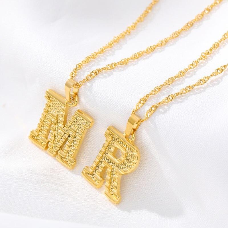 Hot Selling New 26 English Capital Letter Pendant Necklace Gold Plated 18K Environmental Protection Vacuum Plating Necklace