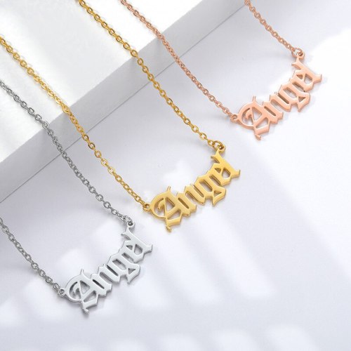 2020 Cross-Border New English Angel English Word Necklace Stainless Steel Necklace Ancient English