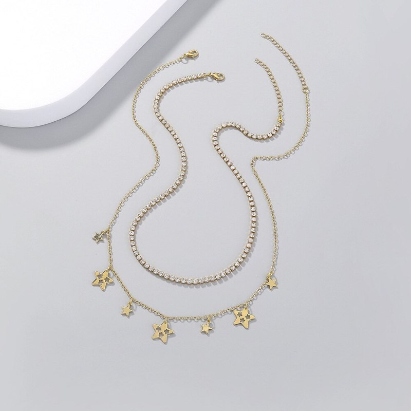FashionCross Border Hot Sale Special-Interest Design Five-Pointed Star Pendant Vintage Multi-Layer Necklace Necklace