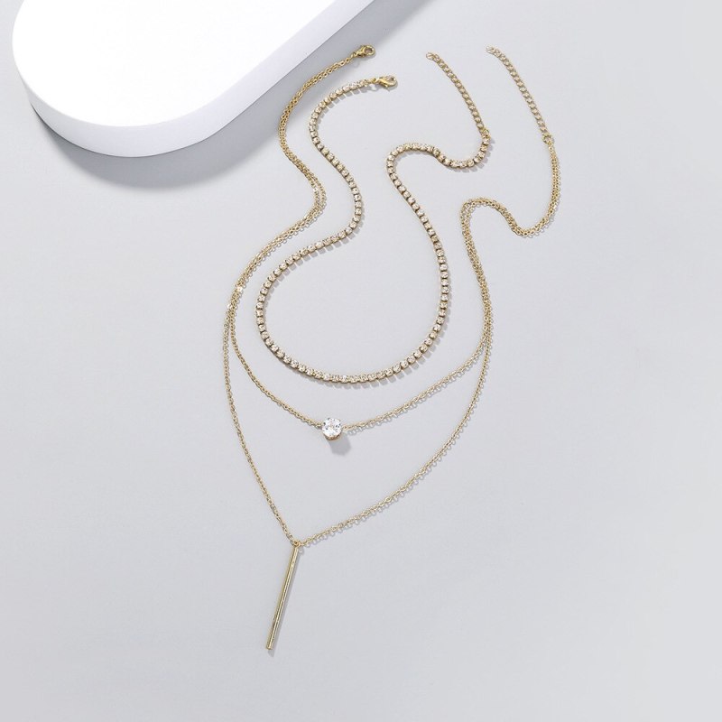 Simple Special-Interest Design Zircon Pendant Temperament Adult Lady Like Woman Necklace Retro Multi-Layer Necklace Ornament
