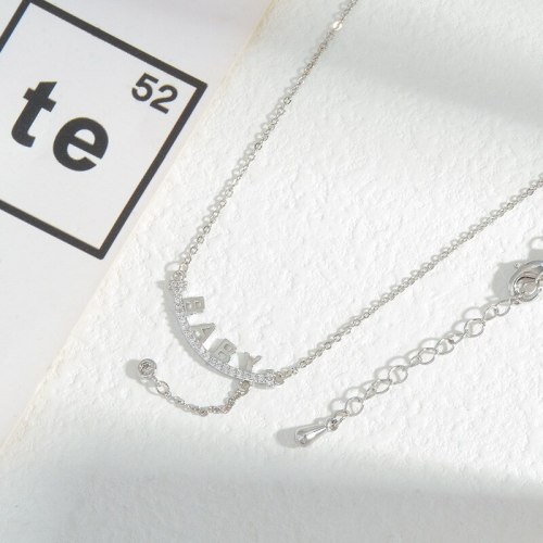Women's Korean-Style Fashionable Inlaid Zircon-Letter Baby Necklace Niche Design Clavicle Chain Personalized All-Match Jewelry