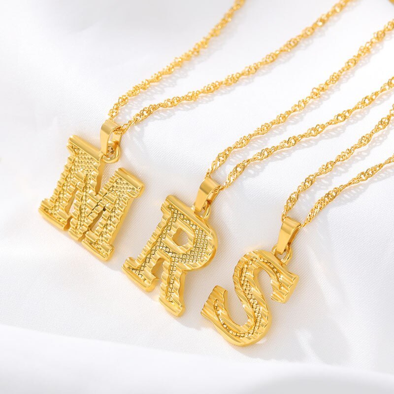 Hot Selling New 26 English Capital Letter Pendant Necklace Gold Plated 18K Environmental Protection Vacuum Plating Necklace