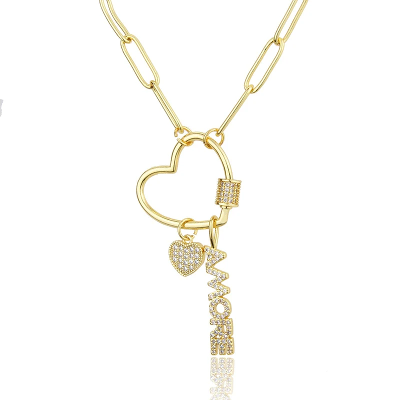 INS Cross-Border E-Commerce Love Letter Tag Necklace Heart-Shaped Screw Buckle Combination Pendant