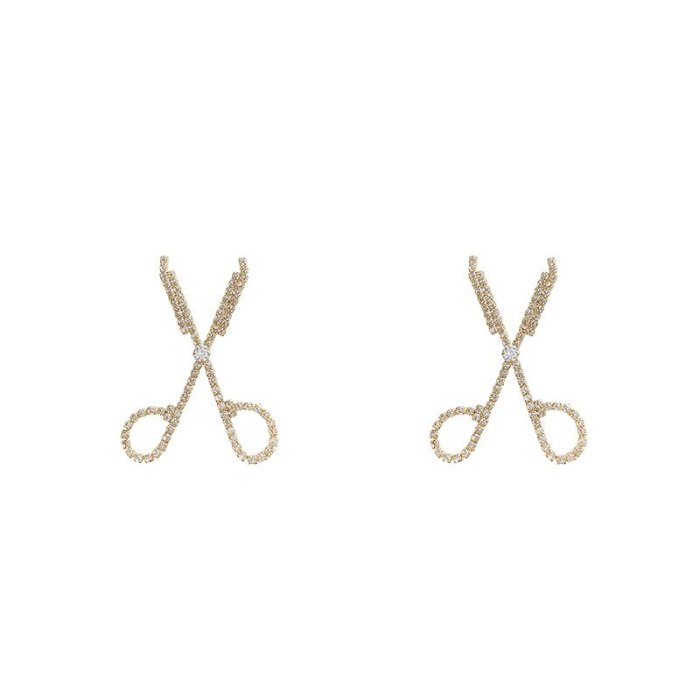 Wholesale Sterling Silver Needle Diamond Scissors Earrings Long Earrings Fashion  Ear Jewelry Dropshipping Jewelry Fashion