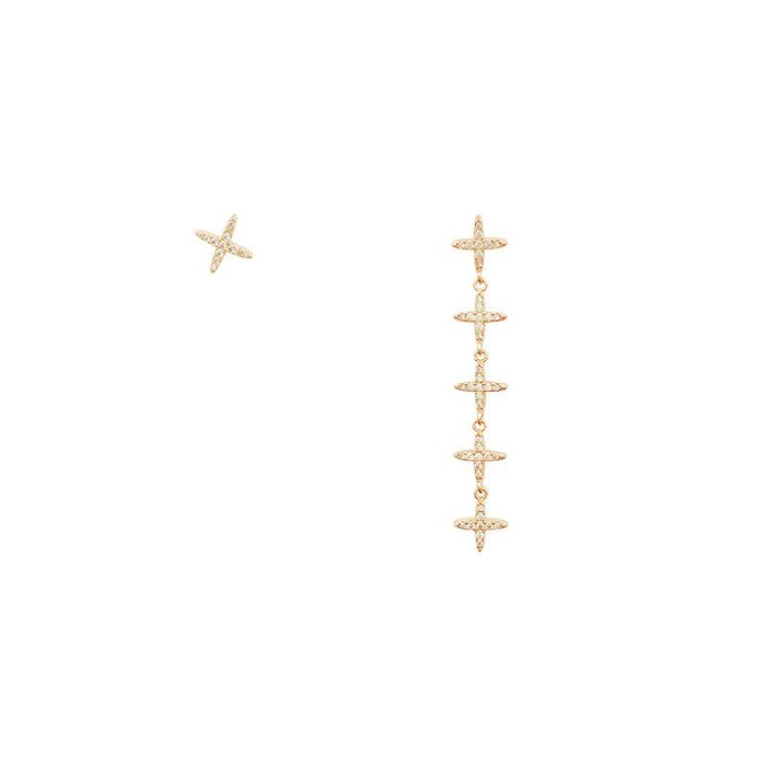Wholesale 925 Silver Needle Asymmetric Star Long Earrings Women Dropshipping