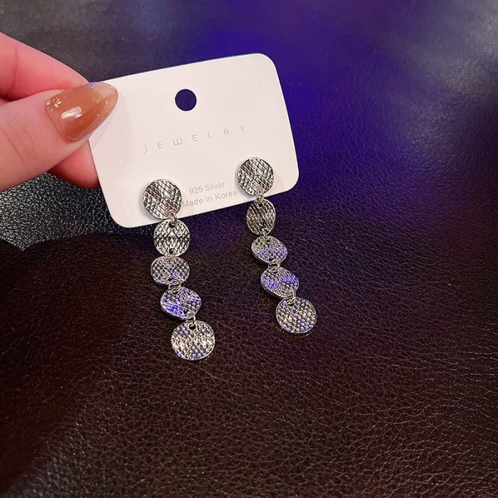 Wholesale Sterling Silver Needle New Round Long Earrings Female Stud Earrings Women Earrings Dropshipping Jewelry Fashion