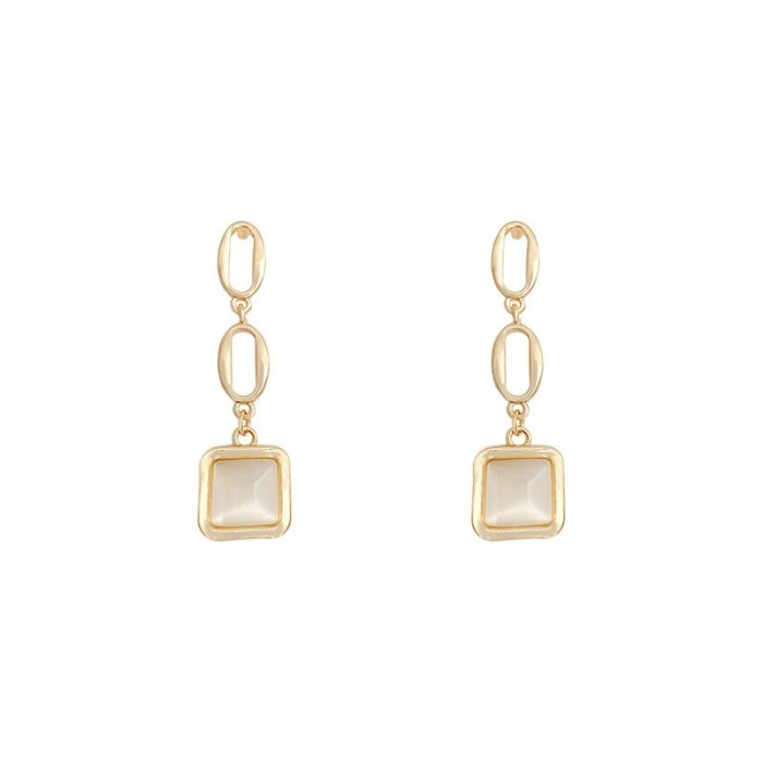 Wholesale Opal Earrings Women 'S Geometric Ear Studs Sterling Silver Needle Earrings Dropshipping Jewelry Fashion