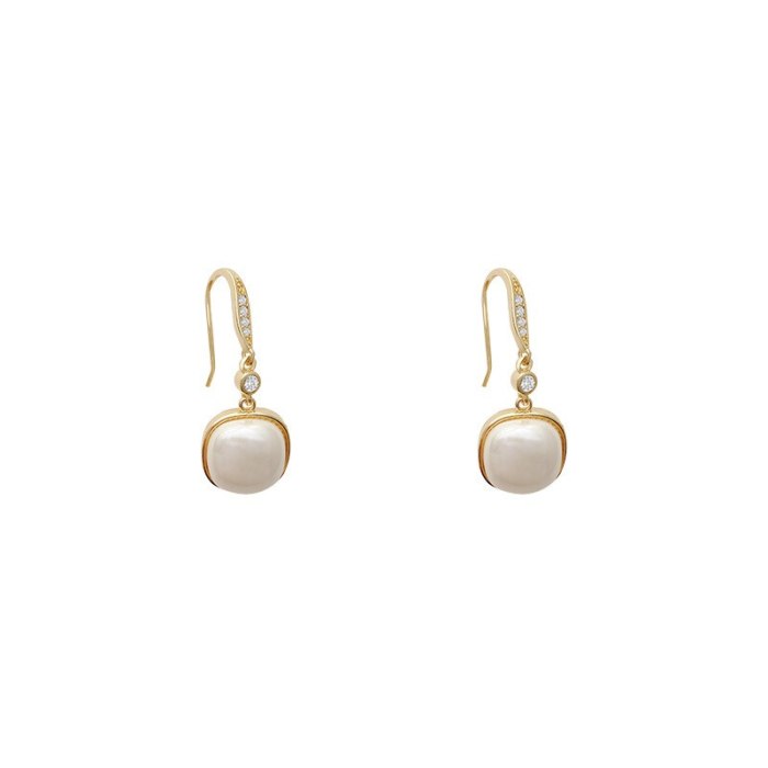 Wholesale Baroque Pearl Pendant Earrings Female Zircon Geometric Ear Studs Earrings Dropshipping Jewelry Fashion