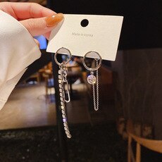 Wholesale Sterling Silver Needle Full Diamond Bow Long Fringe Earrings for Women Dropshipping
