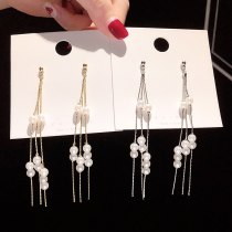 Wholesale Tassel Sterling Silver Needle Earrings for Women Long Pearl Eardrops Women Earrings Dropshipping Jewelry Fashion