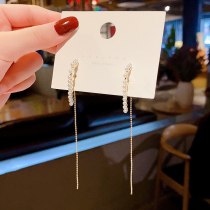 Wholesale 925 Silver Needle New Rear-Wear Earrings Women's Pearl Tassel Chain Stud Earrings Dropshipping