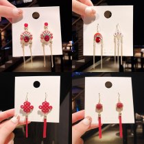 Wholesale Sterling Silver Needle Earrings for New Year Female Peking Opera Facial Pearl Earrings Dropshipping Jewelry Fashion