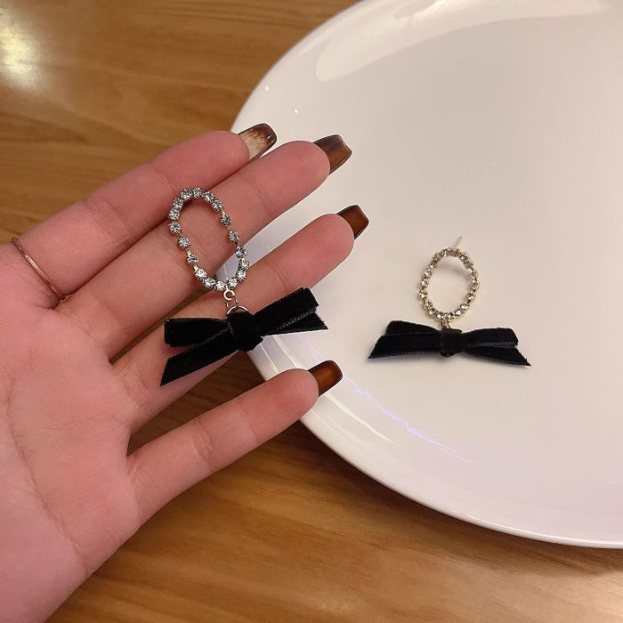 Wholesale Sterling Silver Needle New Velvet Bow Earrings for Women Dropshipping