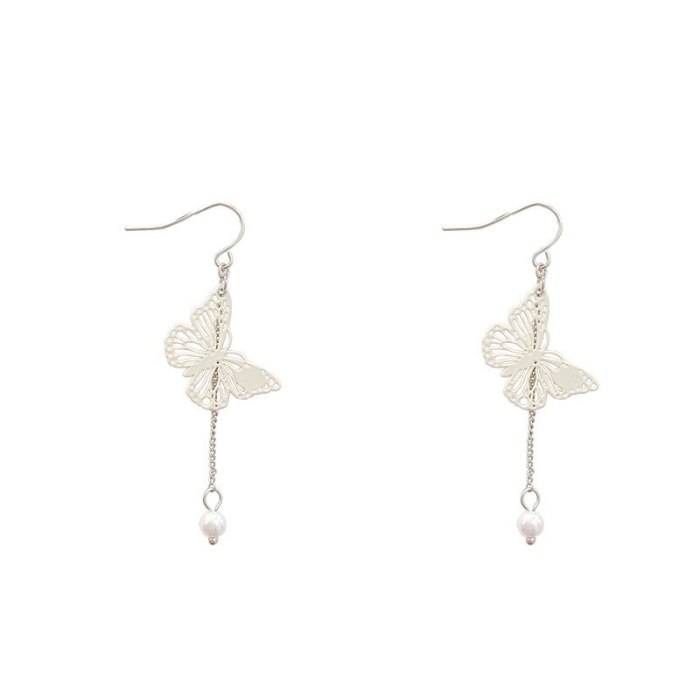 Wholesale 925 Silver Needle White Butterfly Earrings Female Tassel Earrings Dropshipping