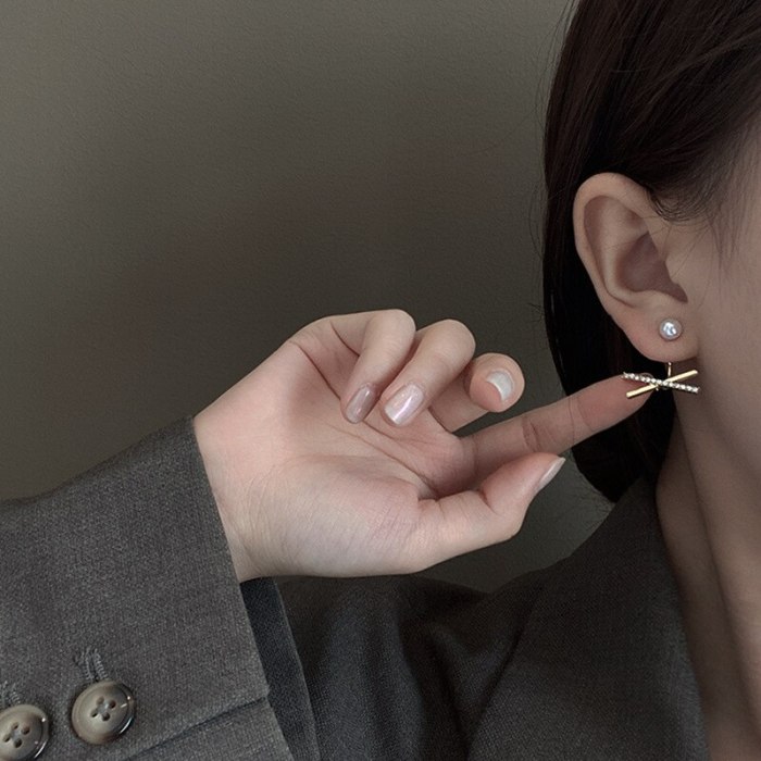 Wholeale Sterling Silver Needle Post Earrings Women's Fashion Pearl Ear Studs Earrings
