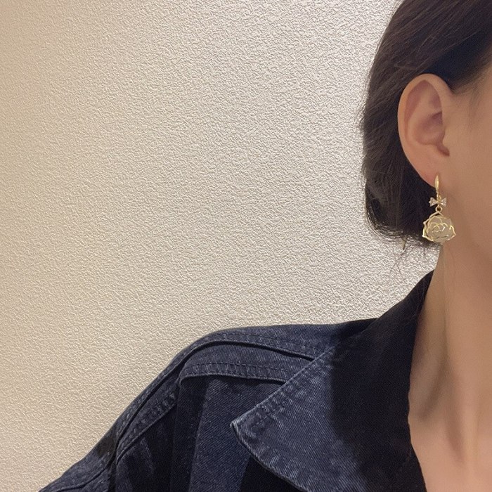 Wholesale Sterling Silver Needle Flower Zircon Earrings for Women Opal Eardrops Stud Drop Earrings