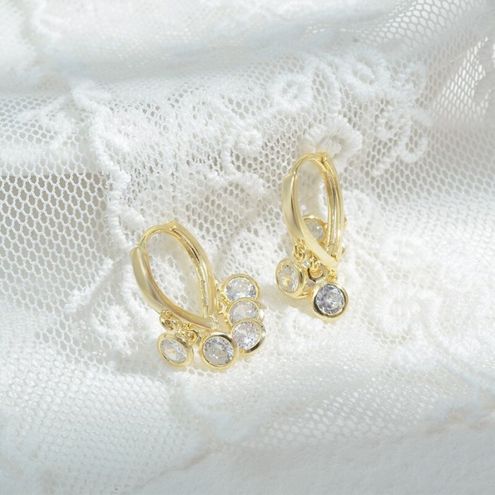 Korean Style Fashion Zircon Peach Heart Ear Clip Female Earrings TikTok Earrings for Women 1097