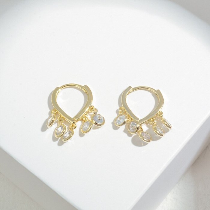 Korean Style Fashion Zircon Peach Heart Ear Clip Female Earrings TikTok Earrings for Women 1097