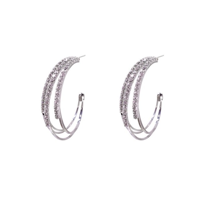 Wholesale C- Type Earrings Ear Ring Metal Earrings Sterling Silver Pin Diamond Stud Earrings Jewelry Gift